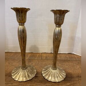 Godinger Silver Art Company Pair Of Candle Holders 10”